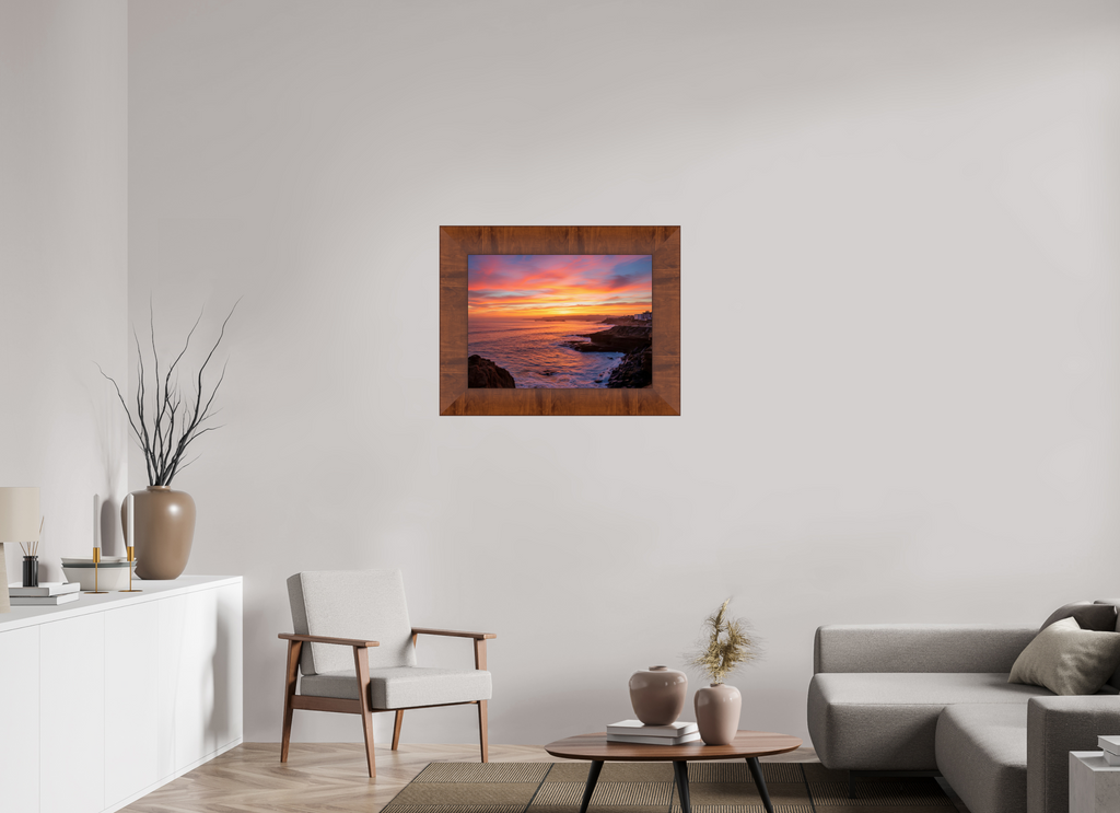27.4 x 20″, Tuscany Frame Sunset Cliffs Sunset Wall Art – Coastal California Print