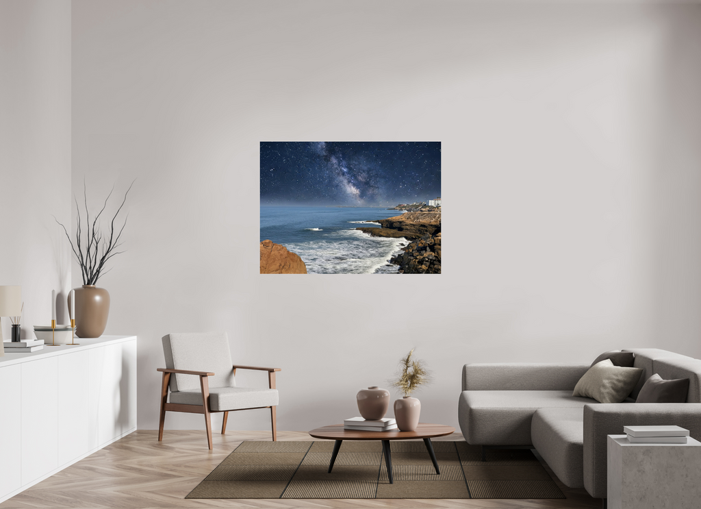 53.5 x 39″, Photo Print Under Acrylic Glass Sunset Cliffs Nightscape Looking Toward Ocean Beach San Diego Acrylic Glass Print