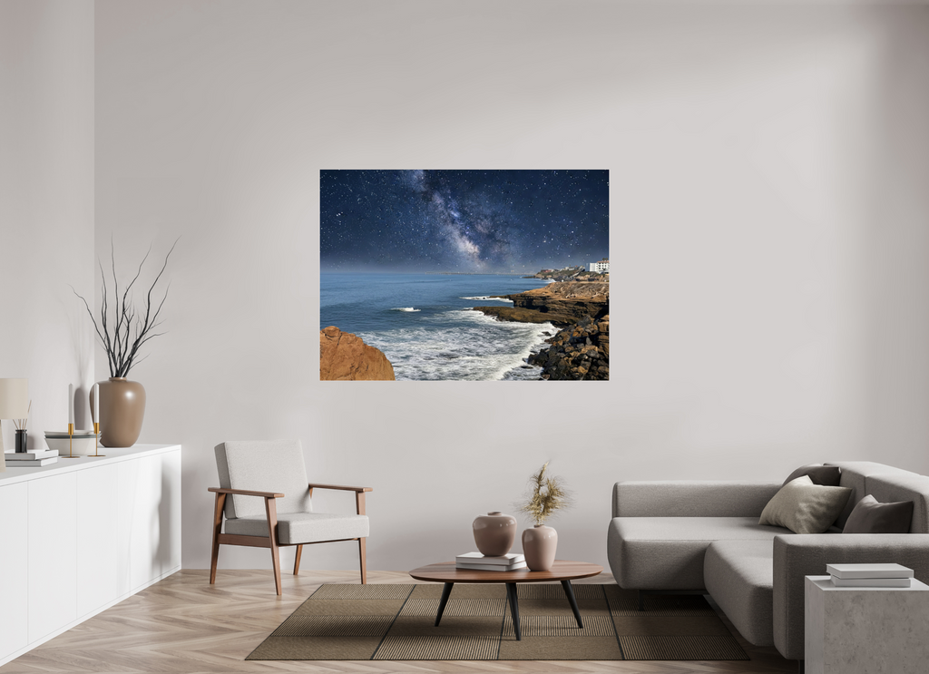 64.4 x 47″, Photo Print Under Acrylic Glass Sunset Cliffs Nightscape Looking Toward Ocean Beach San Diego Acrylic Glass Print