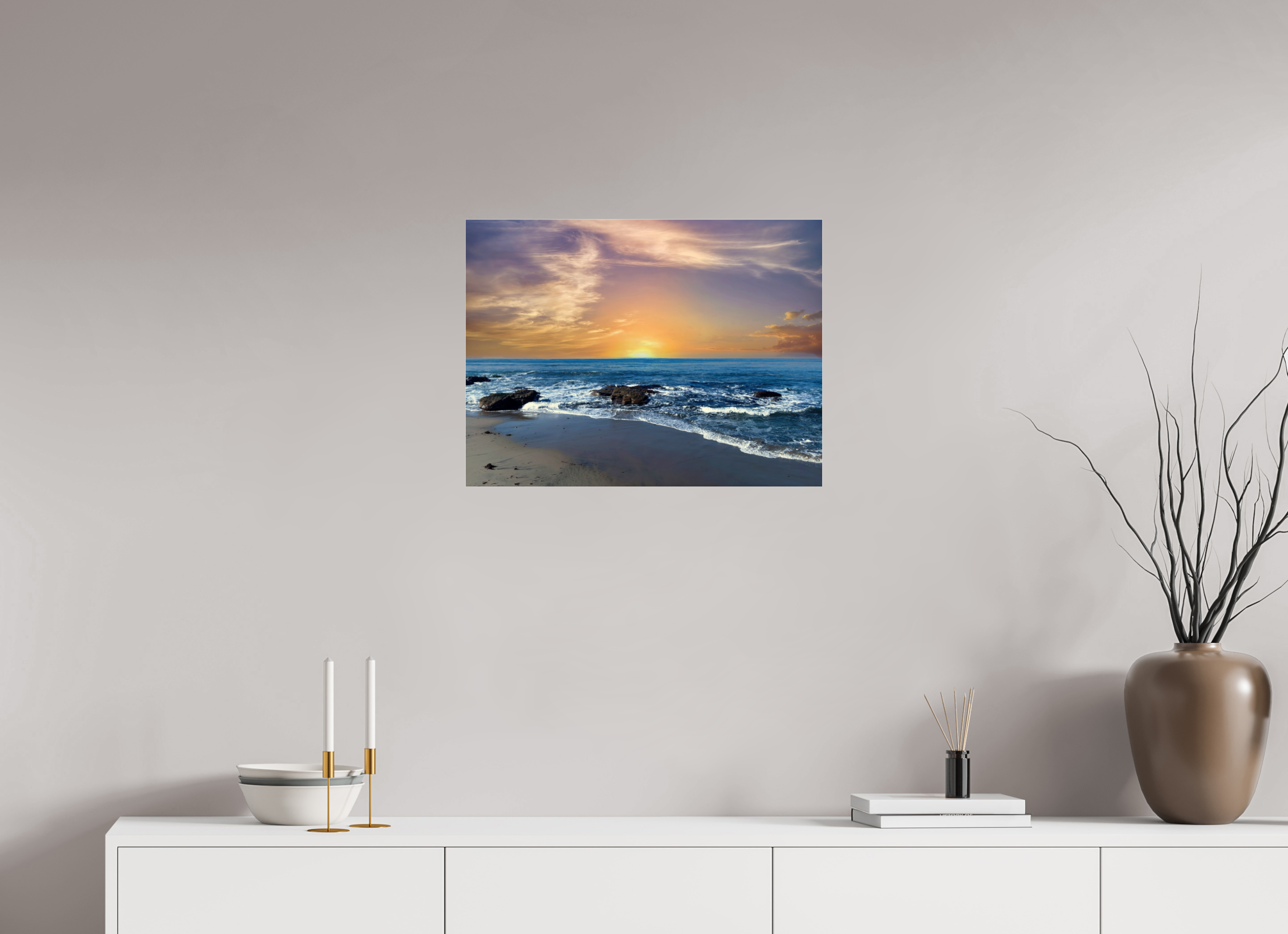 24 x 18″, Photo Print Under Acrylic Glass San Diego Sunset on Acrylic Glass  Coastal Wall Art