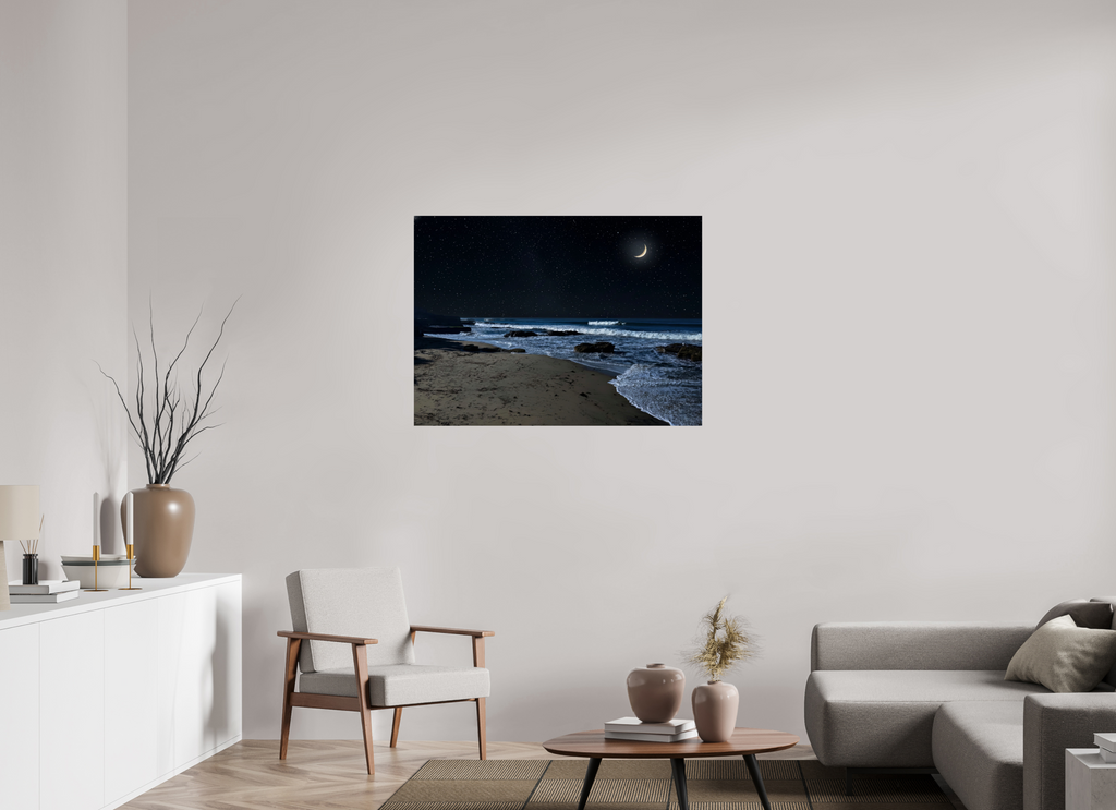 42.5 x 31″, Photo Print On Fuji Crystal DP II San Diego Beach at Night – Coastal Wall Art Print