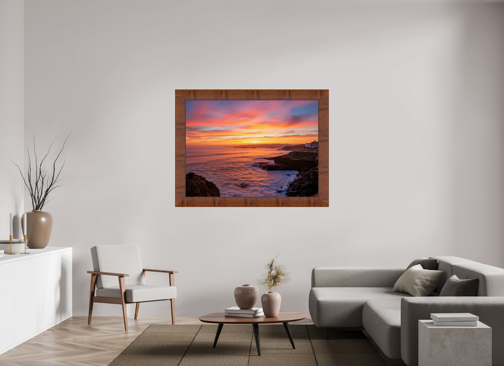 53.5 x 39″, Tuscany Frame Sunset Cliffs Sunset Wall Art – Coastal California Print