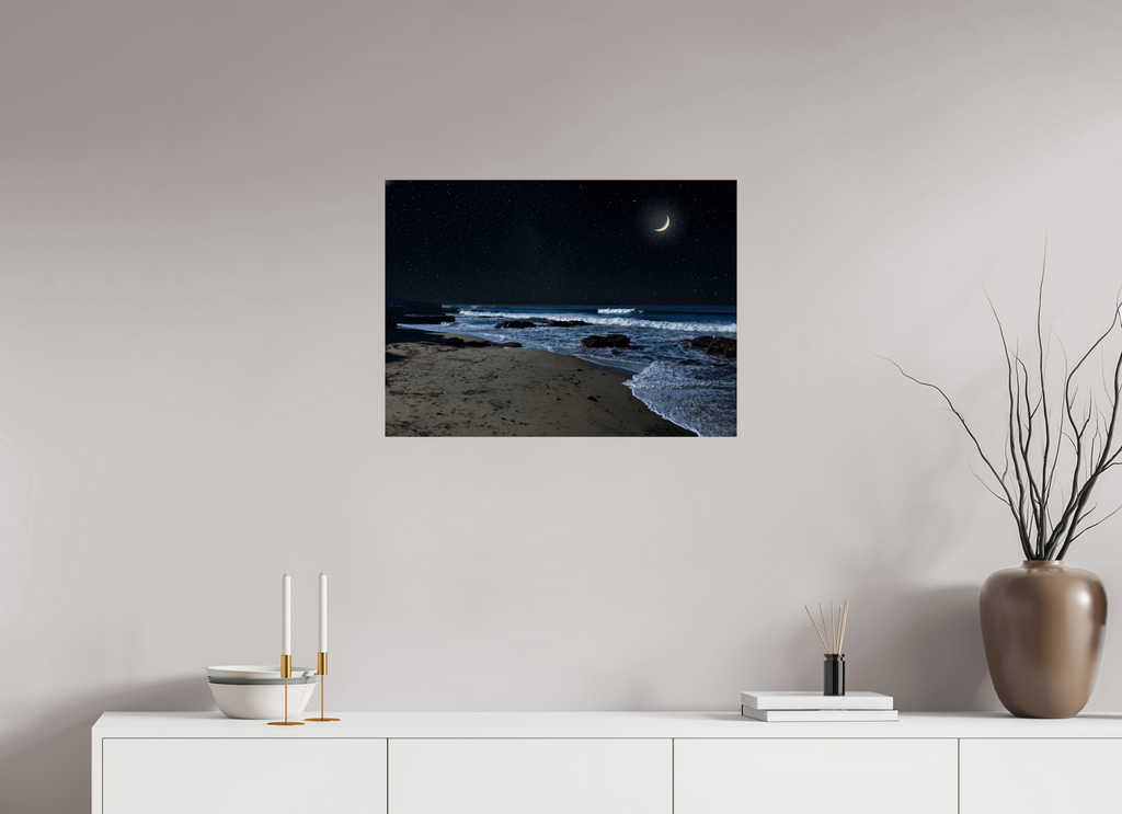 27.4 x 20″, Photo Print On Fuji Crystal DP II San Diego Beach at Night – Coastal Wall Art Print