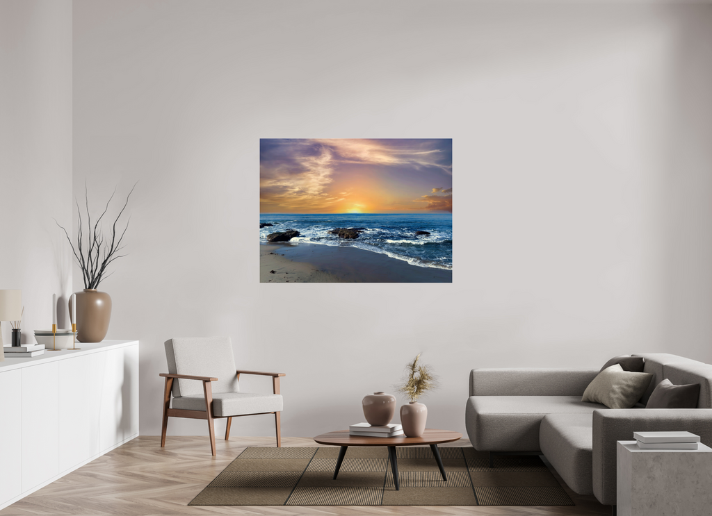 56 x 42″, Photo Print Under Acrylic Glass San Diego Sunset on Acrylic Glass  Coastal Wall Art