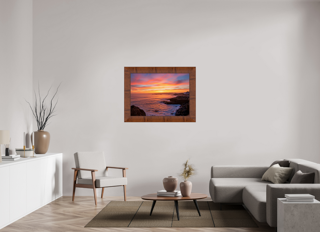 38.4 x 28″, Tuscany Frame Sunset Cliffs Sunset Wall Art – Coastal California Print