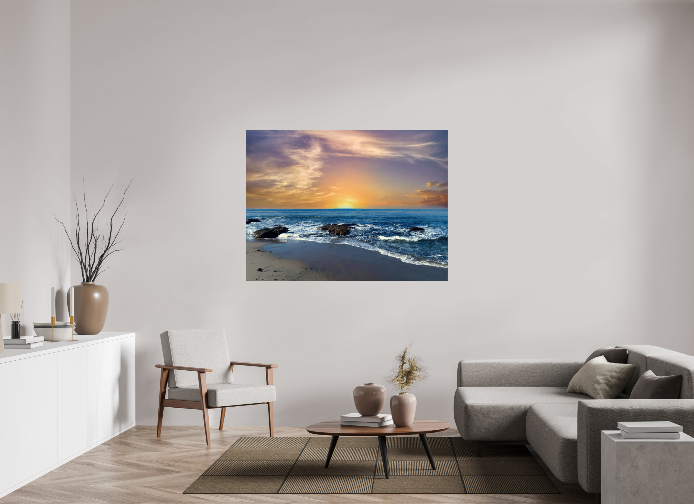 60 x 45″, Photo Print Under Acrylic Glass San Diego Sunset on Acrylic Glass  Coastal Wall Art