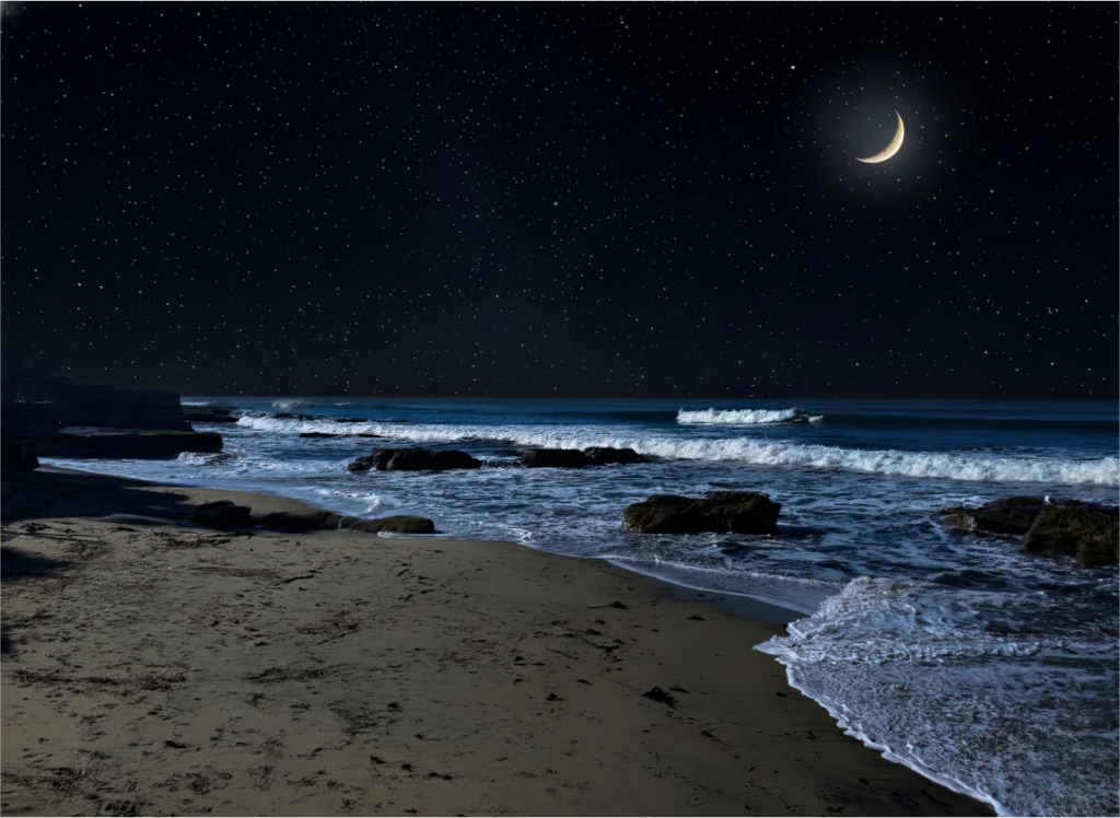 Main image San Diego Beach at Night – Coastal Wall Art Print