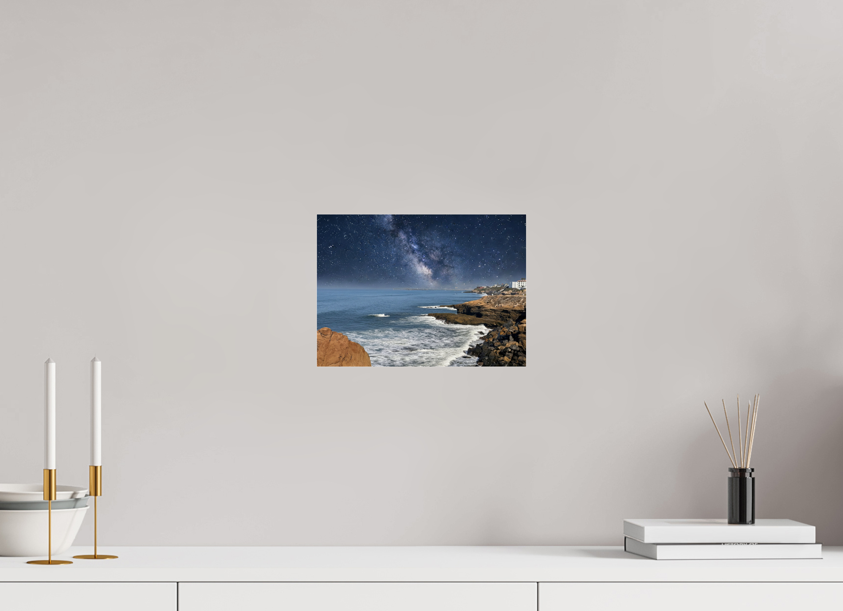 11 x 8″, Photo Print Under Acrylic Glass Sunset Cliffs Nightscape Looking Toward Ocean Beach San Diego Acrylic Glass Print