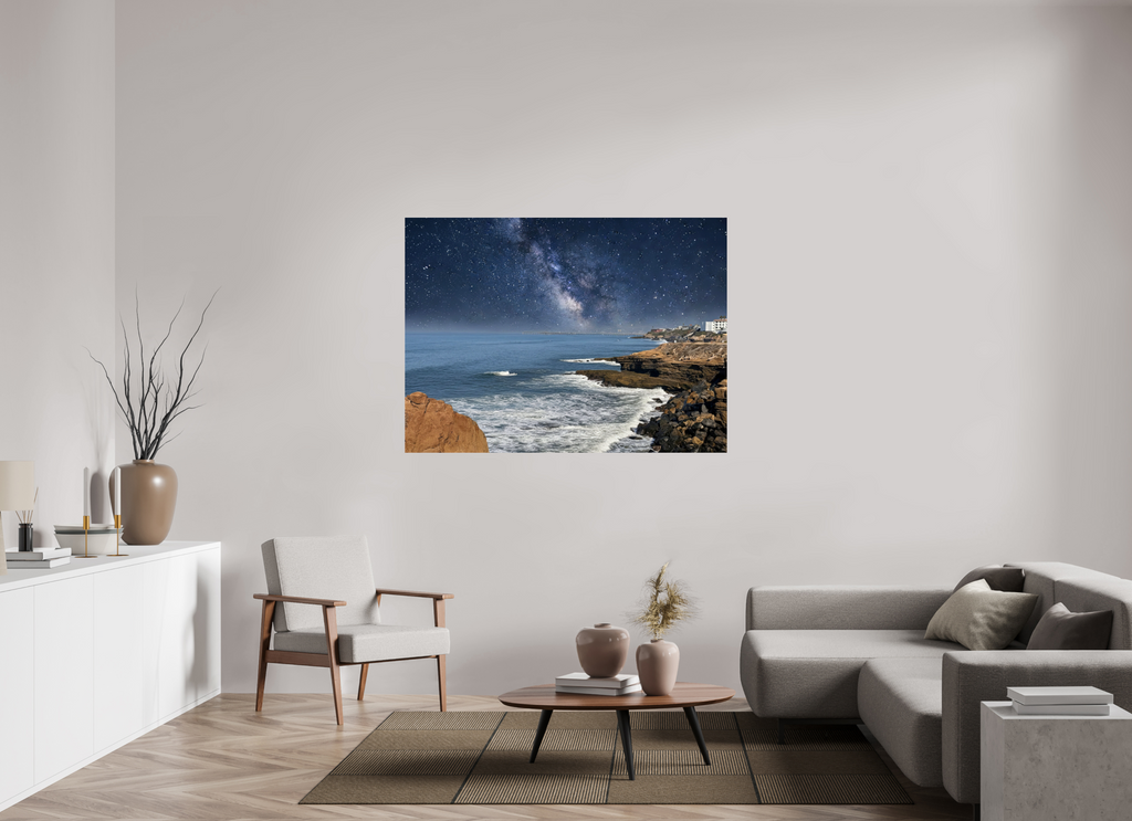 58.9 x 43″, Photo Print Under Acrylic Glass Sunset Cliffs Nightscape Looking Toward Ocean Beach San Diego Acrylic Glass Print